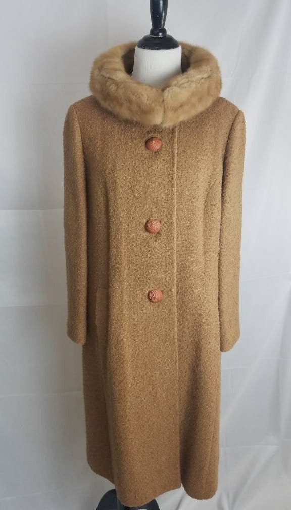 1960s coat Belk Simpson Co. vintage 60s boucle wool tan jacket | Etsy