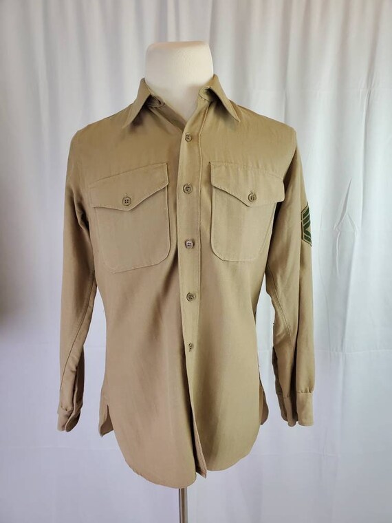 1950s shirt Marine Corps vintage 50s khaki Sergea… - image 10