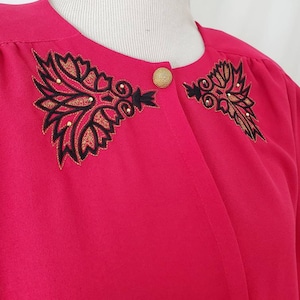 Vintage blouse plus size fuchsia retro top