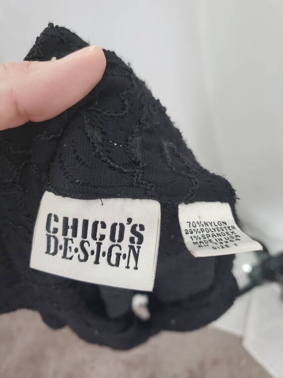 Vintage 90s blouse black lace 1990s Chico's Desig… - image 10