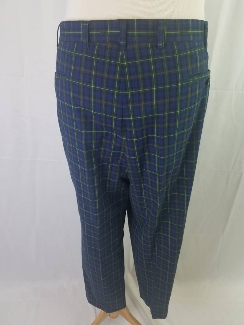 1970s Hiltl plaid pants vintage 70s pleated blue golf trousers | Etsy