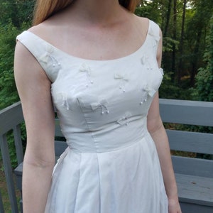 1950s dress vintage 50s white bustle back maxi formal