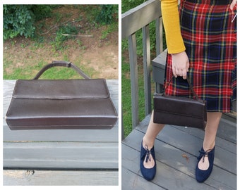 1950s handbag brown vintage 50s top handled purse