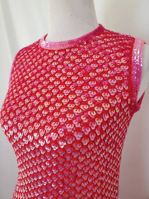 1960s dress sequin red vintage 60s knit bodycon - image 7