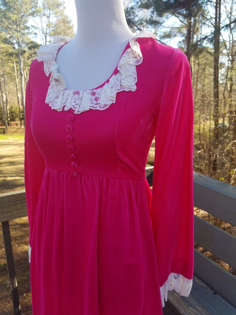 1960s Pink velvet dress vintage 60s empire waist Hamilton | Etsy