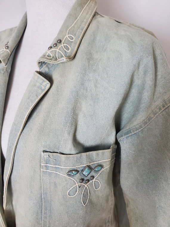 1980s jean jacket vintage 80s western denim - image 7