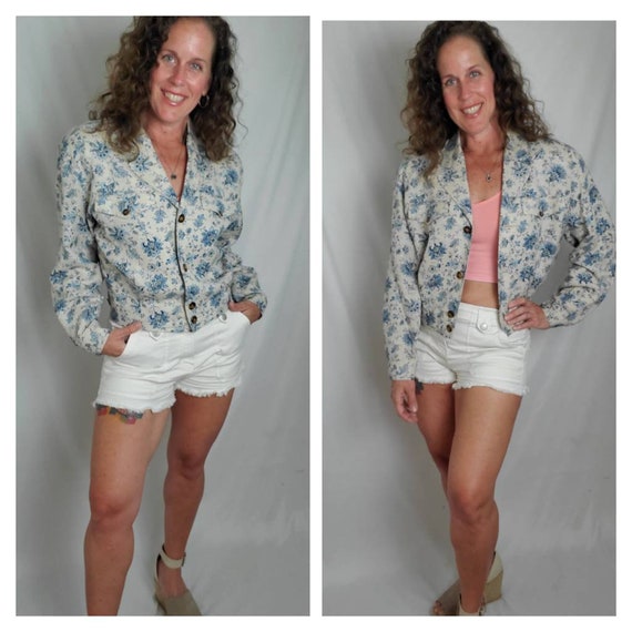 1990s jacket cropped vintage 90s floral Liz Claib… - image 1