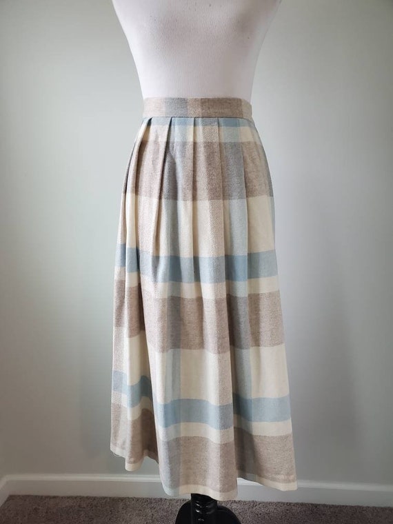 1980s skirt pastel plaid vintage 80s JbJ wool midi - image 6