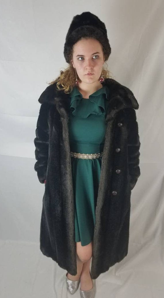 1960s coat Grandella vintage 60s brown faux fur j… - image 8