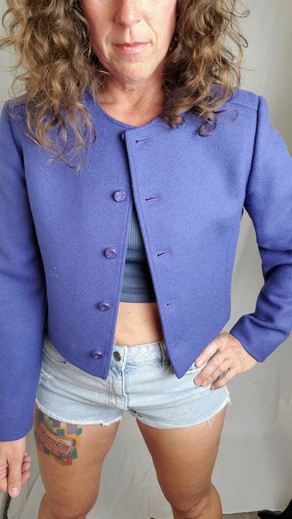 1980s jacket Pendleton vintage 80s purple wool cr… - image 2