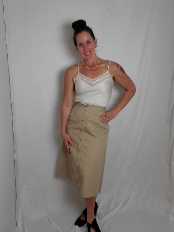 1980s skirt khaki vintage 80s Lord & Taylor midi - image 6