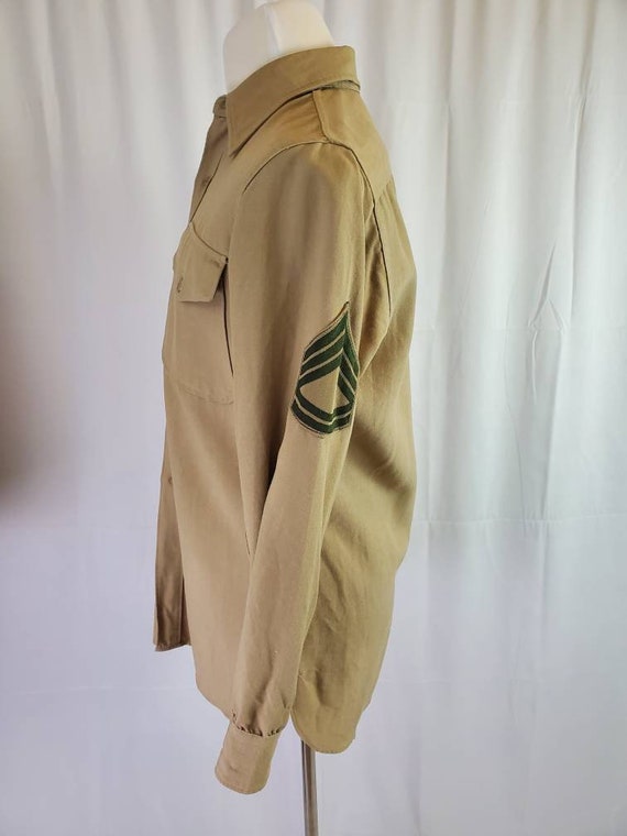 1950s shirt Marine Corps vintage 50s khaki Sergea… - image 8