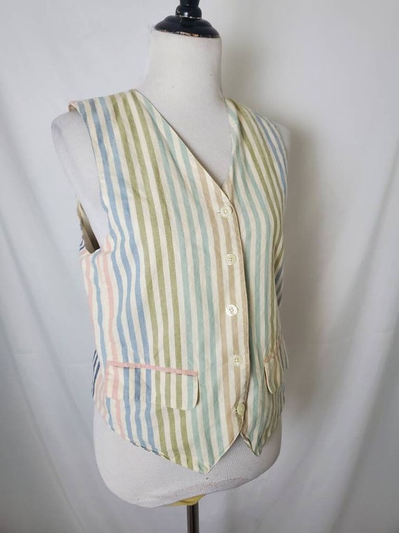 Vintage 80s vest striped Lizsport 1980s waistcoat - image 7