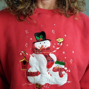 1980s snowman sweatshirt vintage 80s ugly Christmas sweater