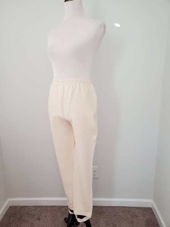 1990s pants stirrup Talbots vintage 90s ivory leg… - image 5