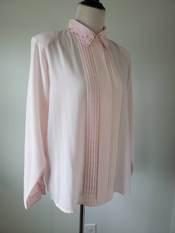 1980s blouse vintage 80s pink Yves St. Clair top - image 5