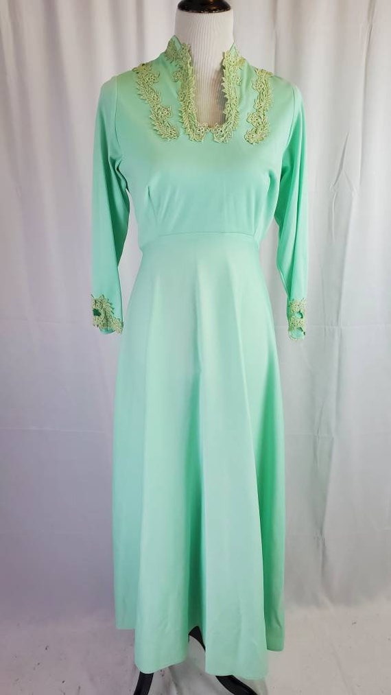 1970s dress vintage 70s sea foam green formal ret… - image 5