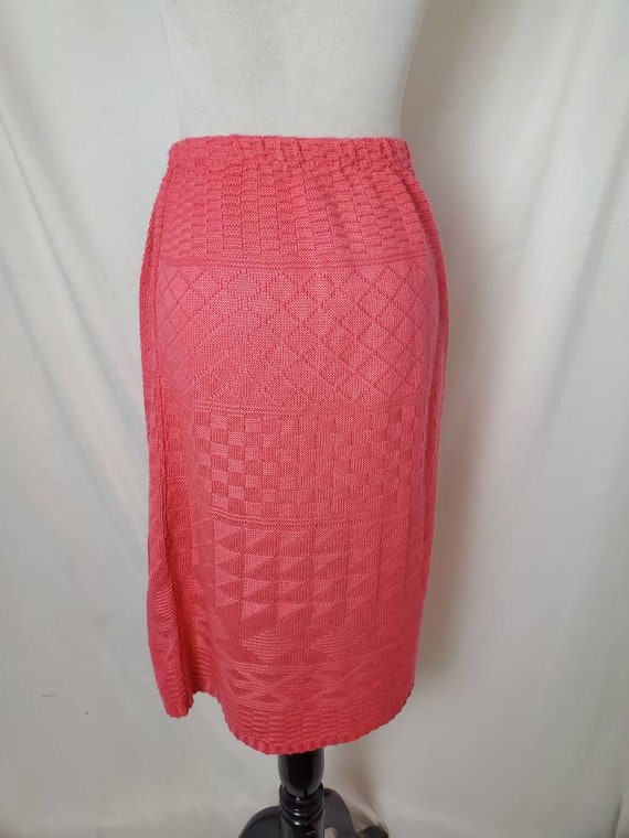 1990s skirt coral knit vintage 90s midi - image 8