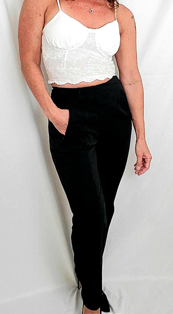 Vintage DKNY Black Stirrup Pants | High Waist Designer Stretch