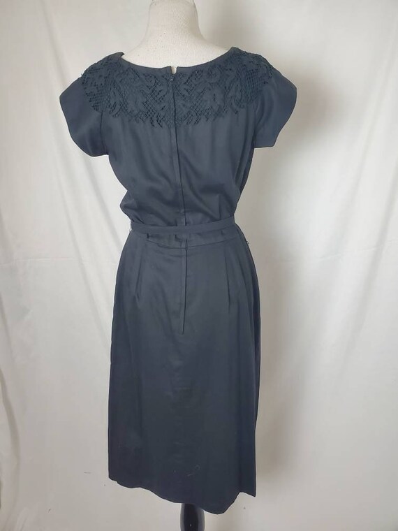 Vintage 50s dress 1950s charcoal gray Parues Fein… - image 9