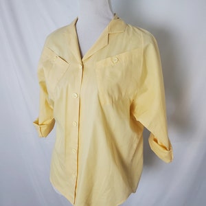 1980s blouse yellow vintage 80s button down