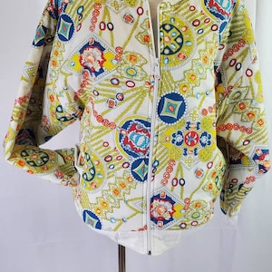1980s jacket reversible bomber vintage 80s abstract print coat