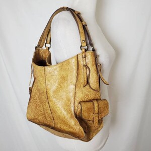 Vintage 90s bag brown floral embossed 1990s purse