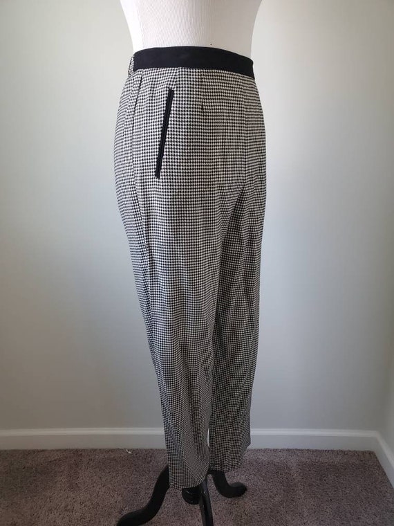 1990s pants checkered vintage 90s Michael Simon black and white