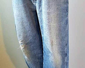 Vintage 80s Wrangler Jeans | Distressed High Waist Denim | Worn In Western Jeans | Grunge Americana Style | Size 35×30
