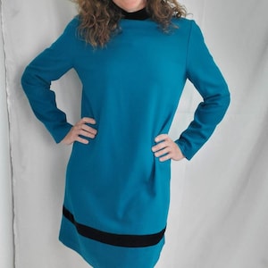 1980s dress mod style vintage 80s does 60s aqua Evan-Picone