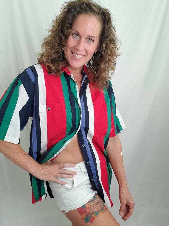 1990s shirt striped vintage 90s Alan Stuart oxford - image 3