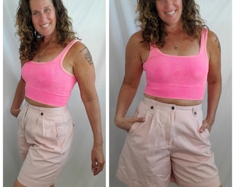 1990s shorts pink vintage 90s Lizsport pleated bermudas