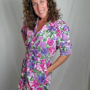 1980s dress floral Tanner petite vintage 80s vibrant midi