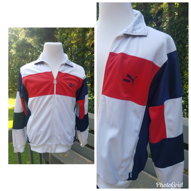 red white and blue puma jacket