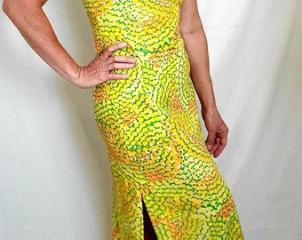 Vintage 70s Psychedelic Maxi Dress | Mod Floral Print Dress | Bright Boho Maxi | Resort Vacation Dress | Sleeveless Summer Gown
