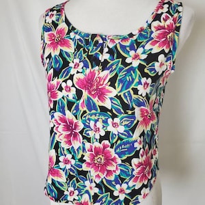 Vintage 90s blouse floral tropical 1990s Marissa tank