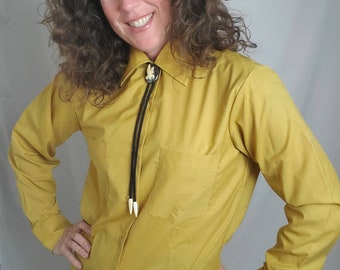 1970s shirt vintage 70s gold button down retro oxford