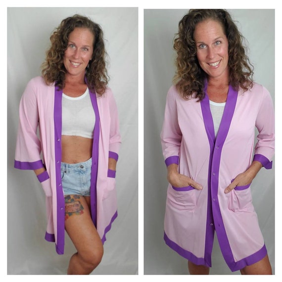 1970s robe vintage 70s pink retro house coat - image 1