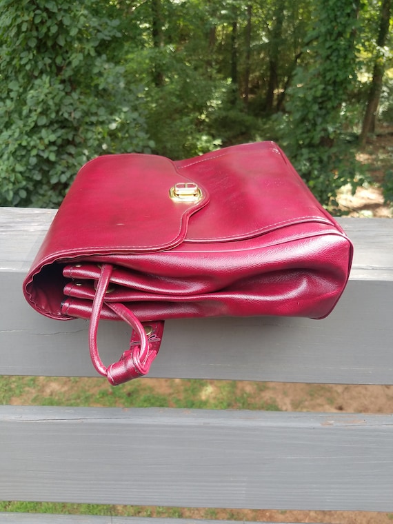 1990s handbag maroon vintage 90s shoulder bag pur… - image 4