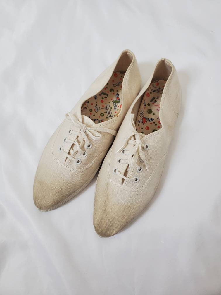 1960s sneakers vintage 60s white keds style shoes NWT Etsy