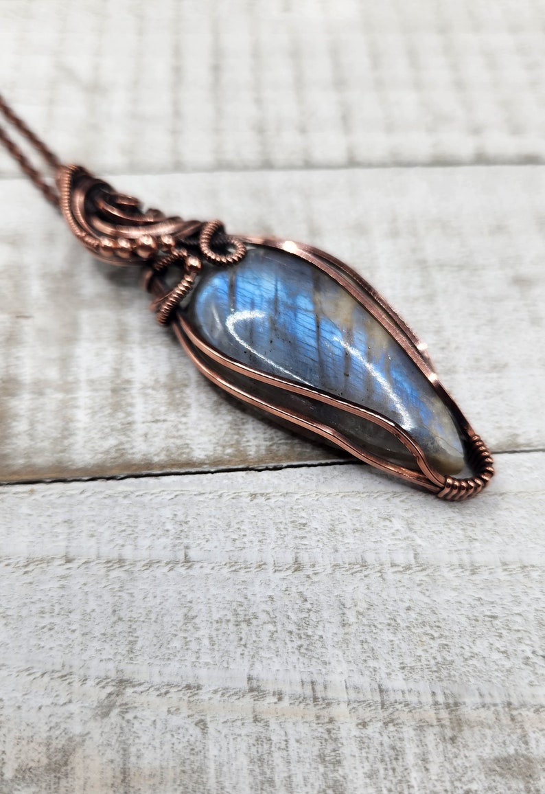 Large Belomorite Moonstone Pendant/wire Wrapped Necklace/crystal ...