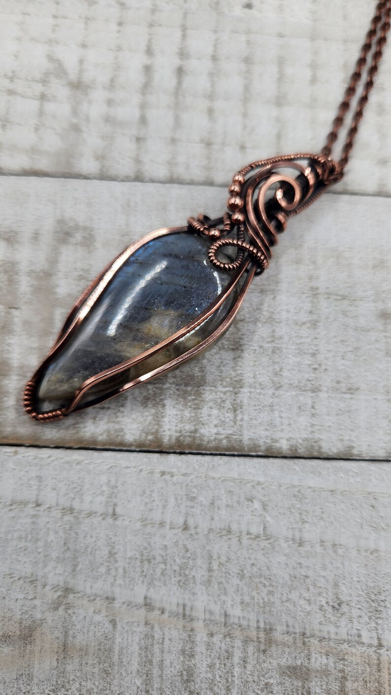 Large Belomorite Moonstone Pendant/wire Wrapped Necklace/crystal ...