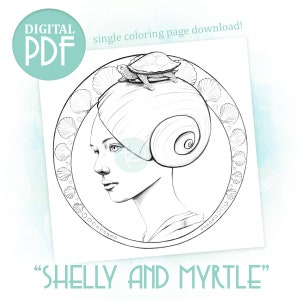 Shelly and Myrtle - Surreal Adult Coloring Book Single Page PDF with 4 Options