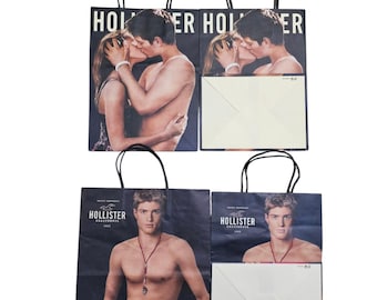 Lote de 4 bolsas de compras pequeñas Hollister Vintage Pareja besándose Socorrista Hot Y2K