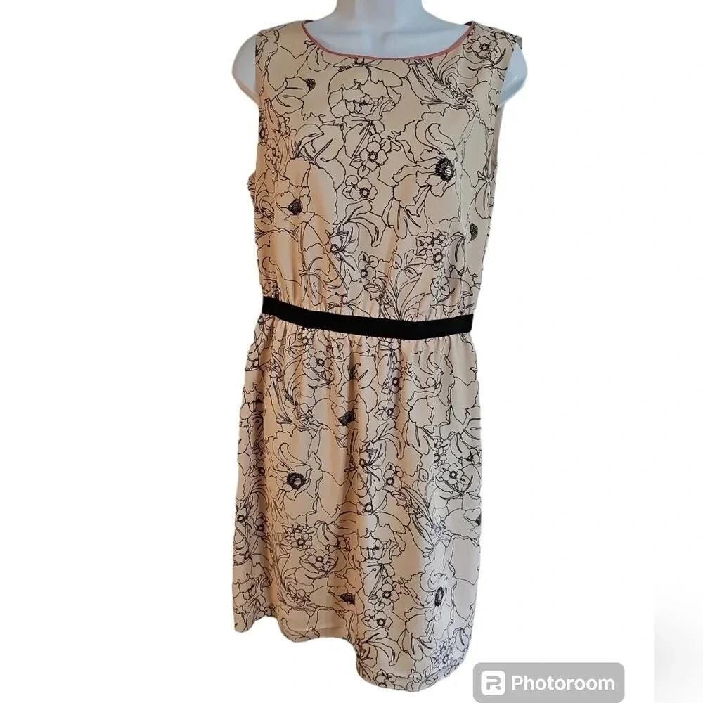 loft brown floral dress Ann Taylor Womens Medium Peach Black Sleeveless Mod Vintage GothDark Women's Sexy Goth __with:bi-stretch-straight-leg-pants-grey-flannel style waist tops a Select Jacket & Vest Size:EU52/US42