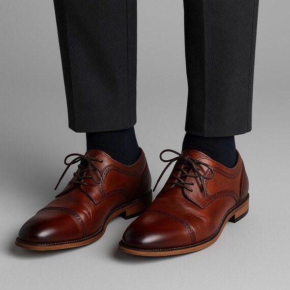 Stacy Adams Brown Leather Oxford Shoes with Cap-Toe Detailing Stacy Adams Bailey Cap Toe Oxfords - Mens Clothing Online  main image 4