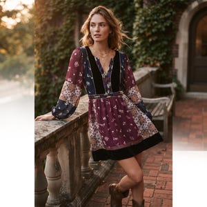 maeve long sleeve embroidered boho mini dress Anthropologie 2% Spandex Low Stretch department_Apparel Qanz Red Birthday Dresses Size:Custom size 65×65cm