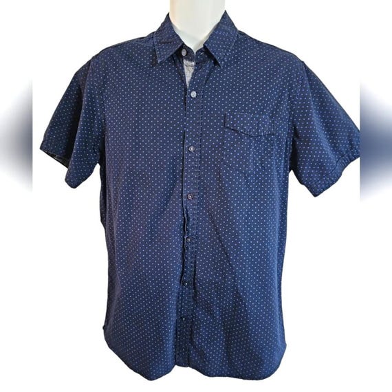 Broken Threads Large Blue Polka Dot Button Down S… - image 2