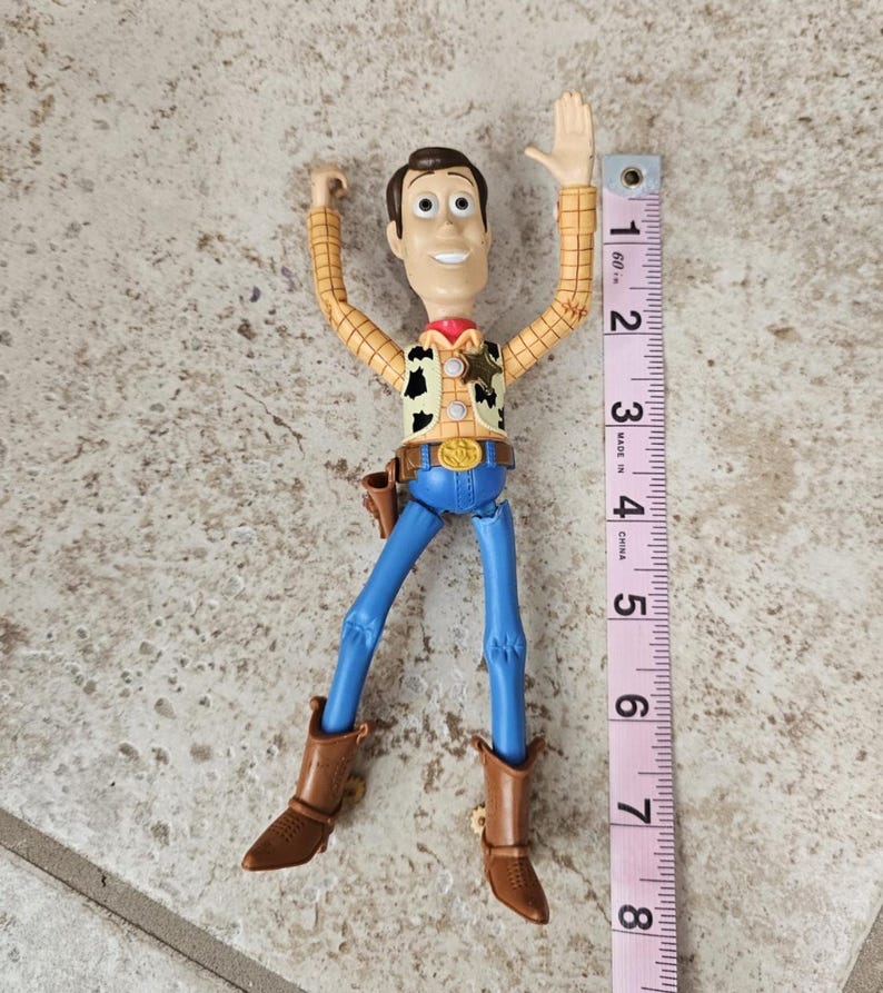Disney Pixar Small Woody Action Figure 8" Y2K Iconic Drawing Gun Arm image 3
