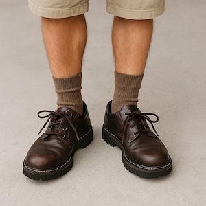 Skechers Men’s 9 Brown Leather Lace Up Oxford Shoes SN 771 Lug Sole Workwear Y2K